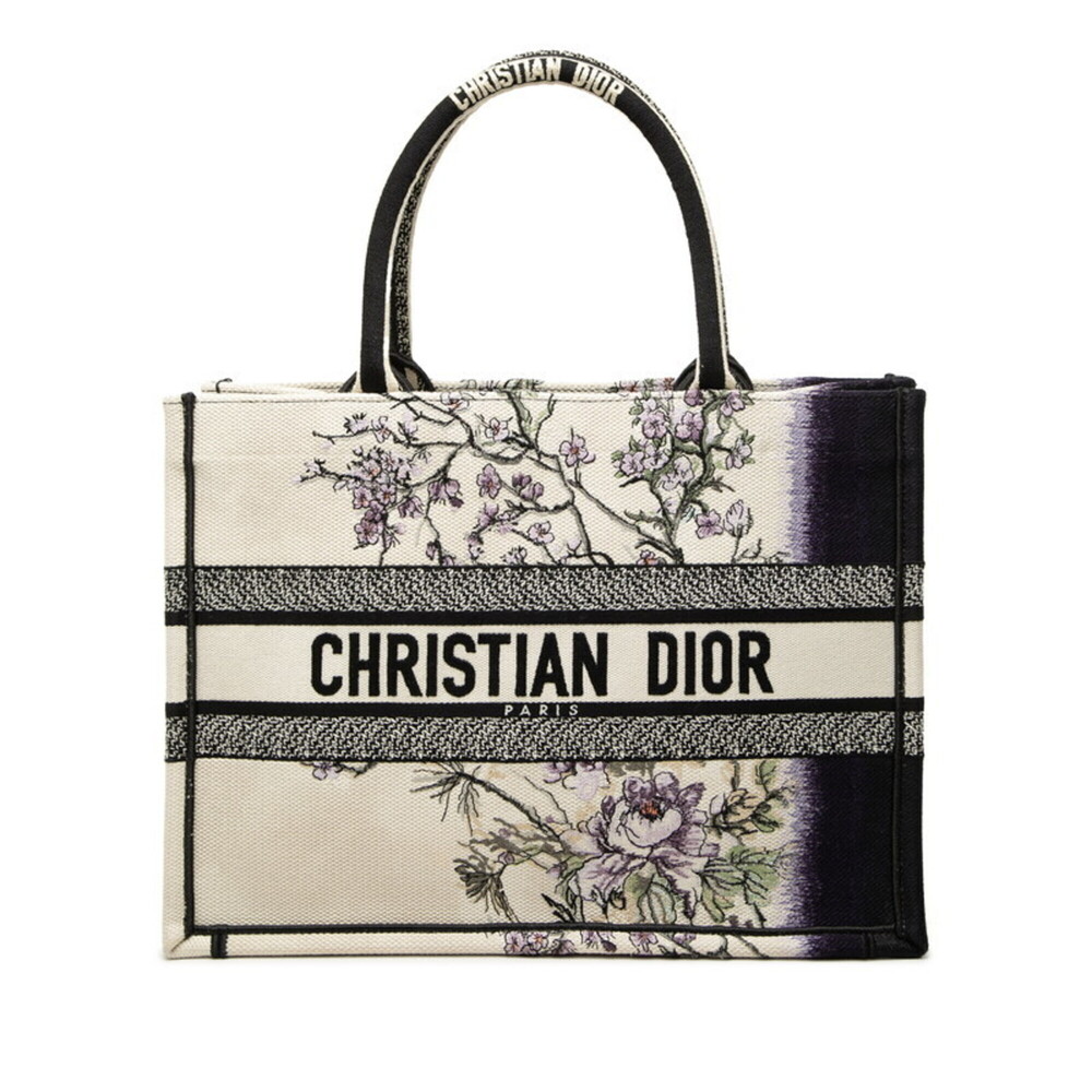 Christian Dior Dior Book Tote Medium Bag Handbag Ivory Multicolor Canvas Women's